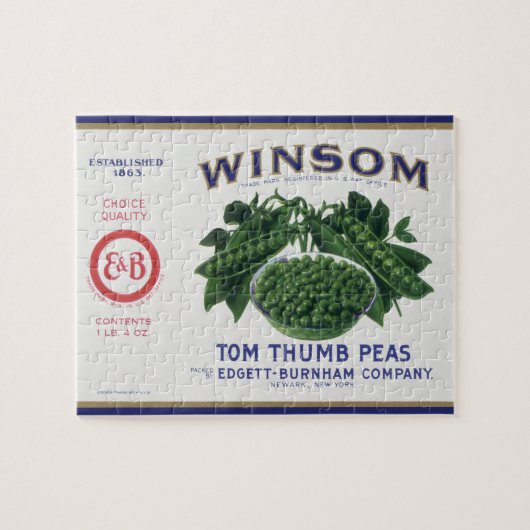 Oude Groentebliklabel Kunst, Winsom Erwten Legpuzzel (Horizontaal)
