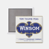 Oude Groentebliklabel Kunst, Winsom Peas Magneet (Voorkant / Achterkant)