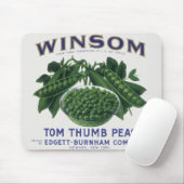 Oude Groentebliklabel Kunst, Winsom Peas Muismat (Met muis)