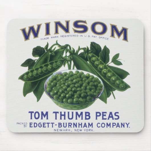 Oude Groentebliklabel Kunst, Winsom Peas Muismat (Voorkant)