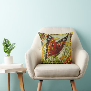 Oude groentelabelkunst, Butterfly-merk bonen Kussen
