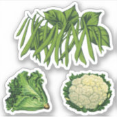 Oude Groenten Groene Bonen Sla Bloemkool Sticker (Voorkant)