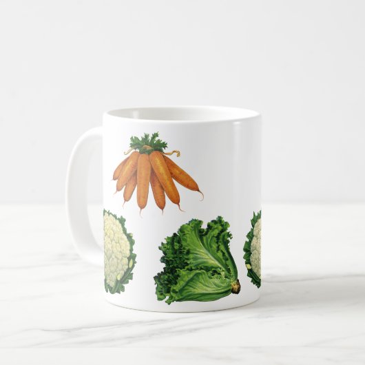 Oude Groenten; Wortelen, Bloemkool, Sla Koffiemok (Voorkant links)