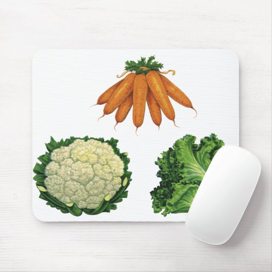 Oude Groenten; Wortels, Bloemkool, Sla Muismat (Met muis)
