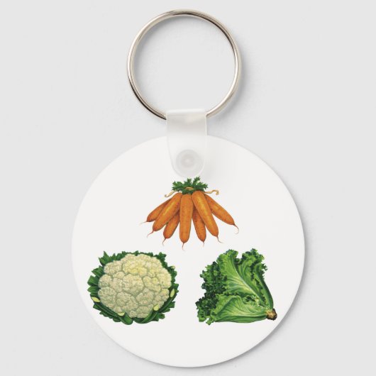 Oude groenten; Wortels, Bloemkool, Sla Sleutelhanger (Voorkant)