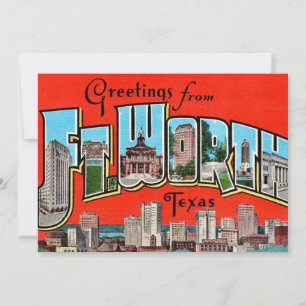 Oude Groet Fort Worth TX 5x7 Grote Ansichtkaart Bedankkaart