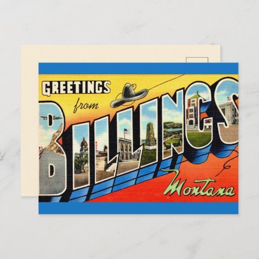 Oude groet uit Billings MT Briefkaart (Voorkant / Achterkant)