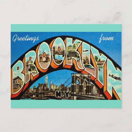 Oude groet uit Brooklyn NY Briefkaart (Voorkant)