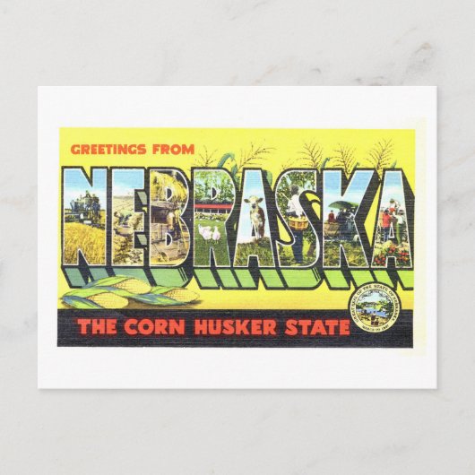 Oude Groeten uit Nebraska Briefkaart (Voorkant)