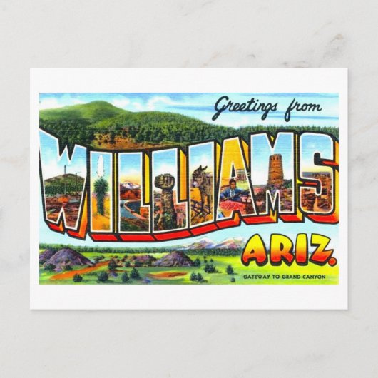 Oude groeten uit Williams, Arizona Briefkaart (Voorkant)