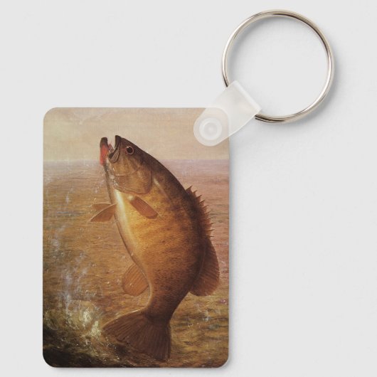 Oude grootbekbaars, sportvisserij sleutelhanger (Achterkant)
