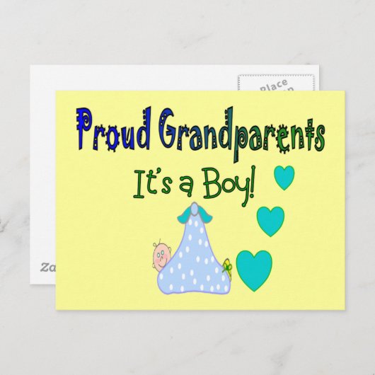 Oude grootouders "Het is een jongen" Briefkaart (Voorkant / Achterkant)