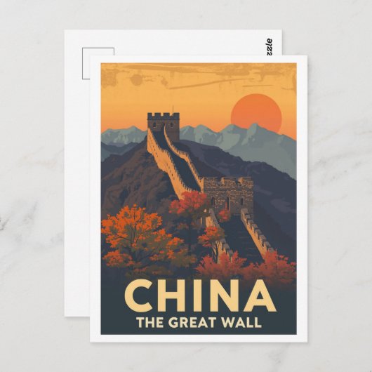 Oude Grote Muur van China Briefkaart (Voorkant / Achterkant)