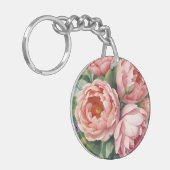 Oude grote roze bloemen sleutelhanger (Voorkant Links)