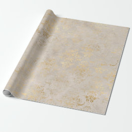 Oude Grunge Ivoor Damast Cadeaupapier