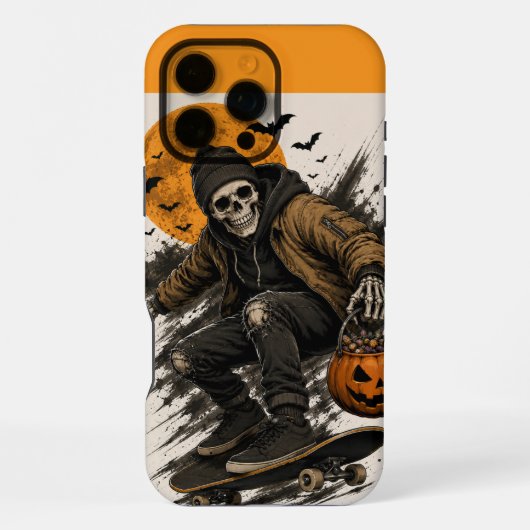 Oude Grunge Skelet Skateboarden Pompoen iPhone Hoesje (Achterkant)