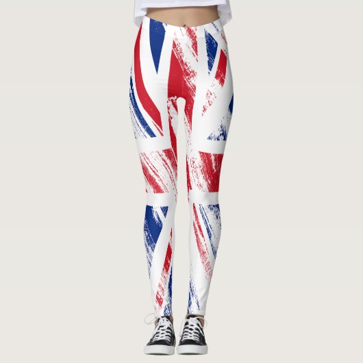 Oude  Grunge Verenigd Koninkrijk Vlag Leggings (Voorkant)