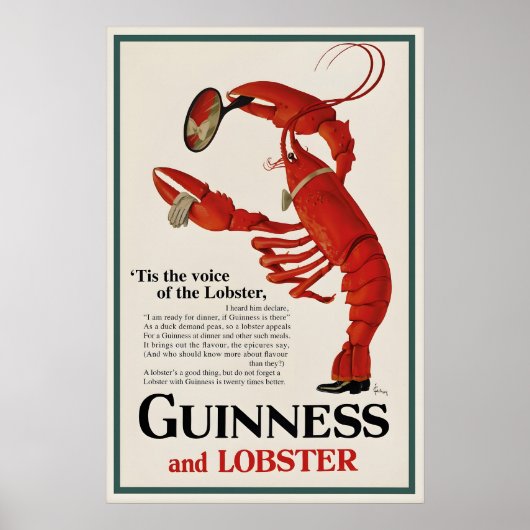 Oude Guinness Kreeft Poster Print, Iers Bier (Voorkant)