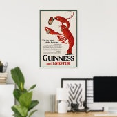 Oude Guinness Kreeft Poster Print, Iers Bier (Thuiskantoor)