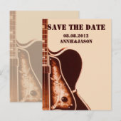 Oude Guitar Western Country Wedding save the date Aankondigingskaart (Voorkant / Achterkant)