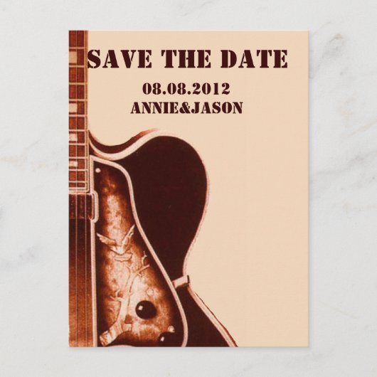 Oude Guitar Western Country Wedding save the date Aankondigingskaart (Voorkant)