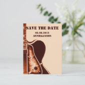 Oude Guitar Western Country Wedding save the date Aankondigingskaart (Staand voorkant)