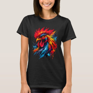 Oude Haan Kip Gevecht Enthousiast Geschilderd _ T-shirt