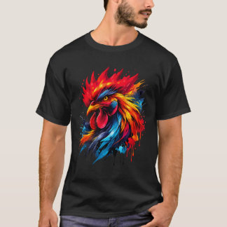 Oude Haan Kippengevecht Enthousiast Geschilderd _ T-shirt
