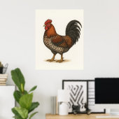 Oude Haan Poster | Rustieke Boerderij Kip  (Thuiskantoor)