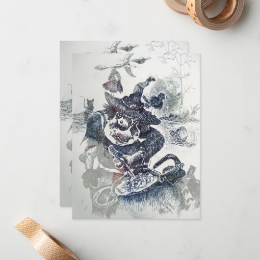 Oude hag heks die iets voor Halloween brouwt Notitiekaartje (Voorkant / Achterkant in situ)