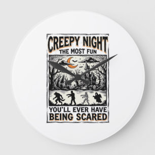 Oude Halloween Angstaanjagend Plezier Horror T-shi Grote Klok