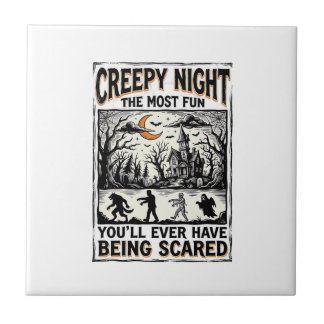 Oude Halloween Angstaanjagend Plezier Horror T-shi Tegeltje