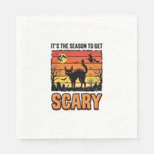 Oude Halloween Angstaanjagende Kat Heks Shirt Ontw Servet