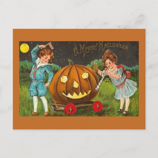 Oude Halloween-ansichtkaart Briefkaart (Voorkant)