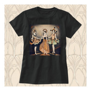 Oude Halloween Art Deco Flapper Poster 1920s T-shirt