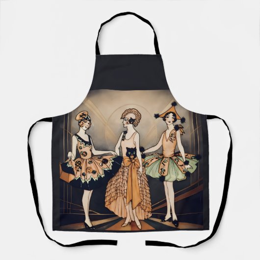 Oude Halloween Art Deco Flapper Poster | Jaren 20 Schort (Voorkant)