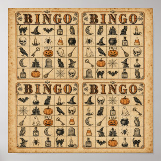 Oude Halloween Bingo Kaarten Poster