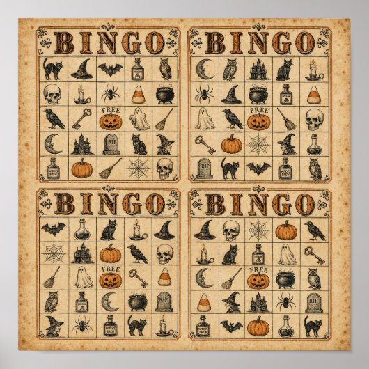 Oude Halloween Bingo Kaarten Poster (Voorkant)