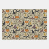 Oude Halloween-bladornamentiek Inpakpapier Vel (Voorkant)