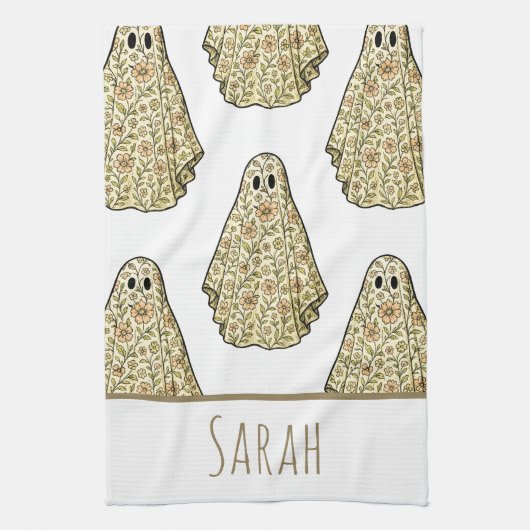 Oude Halloween Bloemige Geest Handdoek (Verticaal)