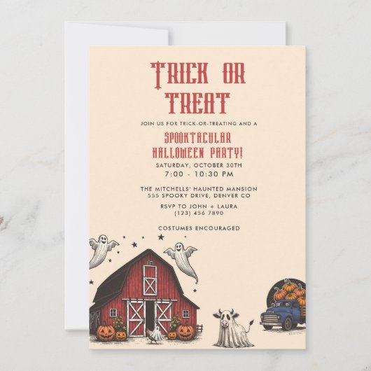 Oude Halloween Boerderij Geest Kaart (Voorkant)