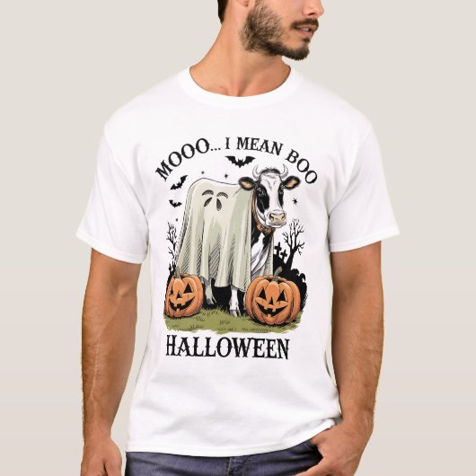 Oude Halloween boerderij koe T-shirt (Voorkant)