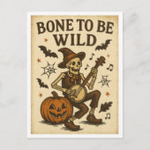 Oude Halloween Bone to be Wild Briefkaart (Voorkant)