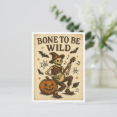 Oude Halloween Bone to be Wild Briefkaart (Staand voorkant)