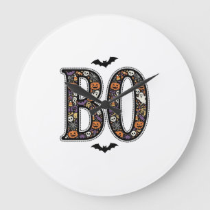 Oude Halloween Boo Doodle Vectorontwerp_1 Grote Klok
