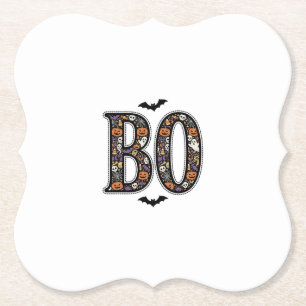 Oude Halloween Boo Doodle Vectorontwerp_1 Kartonnen Onderzetters