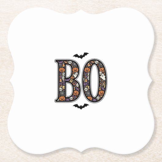 Oude Halloween Boo Doodle Vectorontwerp_1 Kartonnen Onderzetters (Voorkant)