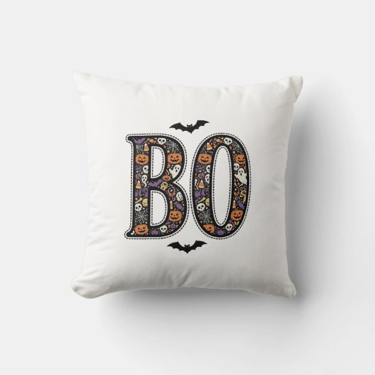 Oude Halloween Boo Doodle Vectorontwerp_1 Kussen (Voorkant)