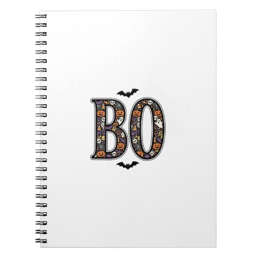 Oude Halloween Boo Doodle Vectorontwerp_1 Notitieboek (Voorkant)