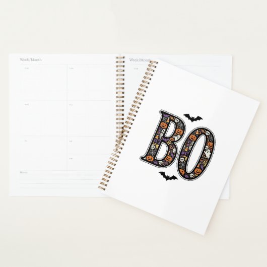 Oude Halloween Boo Doodle Vectorontwerp_1 Planner (Display)
